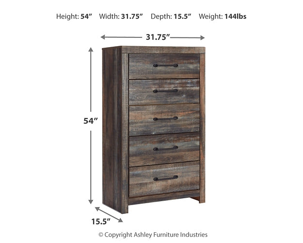 Drystan King Panel Bed with Storage with Mirrored Dresser and Chest