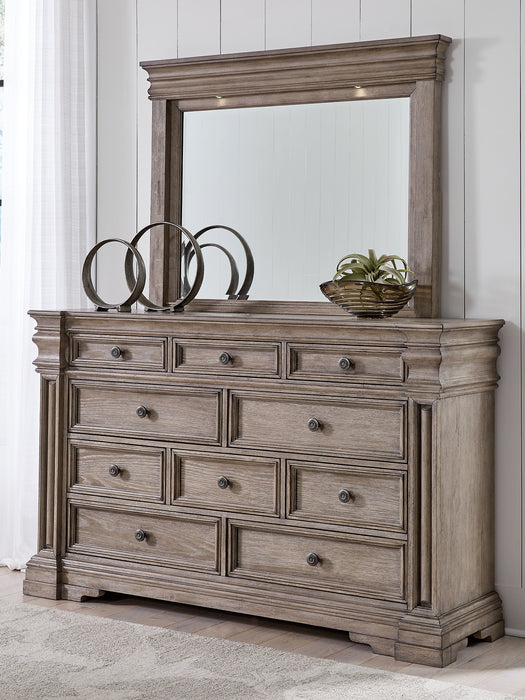 Blairhurst Queen Panel Bed with Mirrored Dresser and Chest
