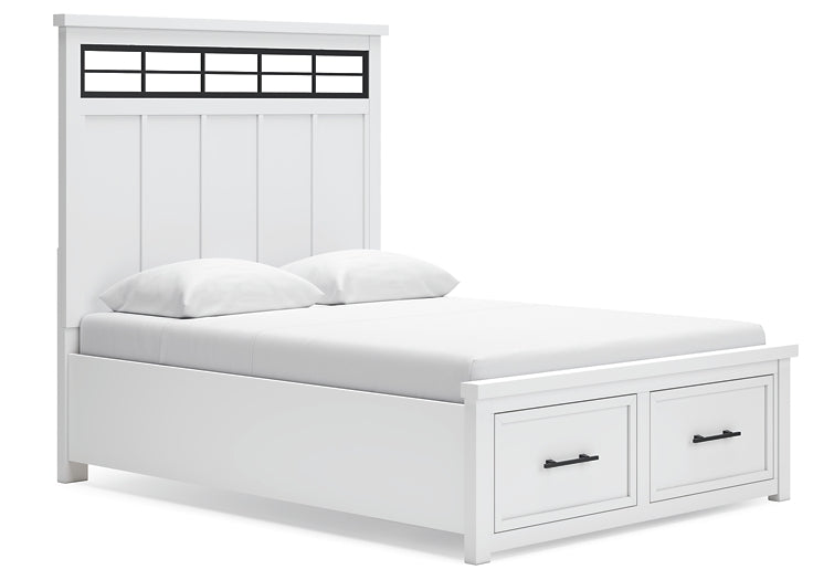 Ashbryn Queen Panel Storage Bed with Mirrored Dresser
