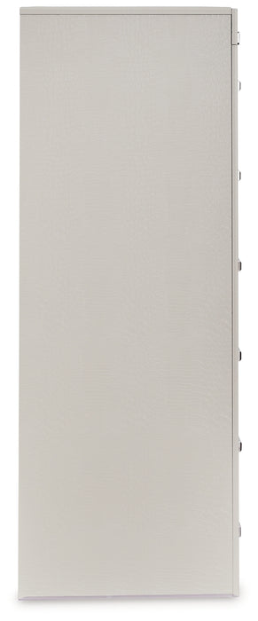 Zyniden King Upholstered Panel Headboard with Mirrored Dresser and Chest