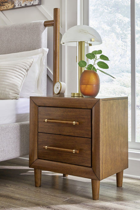 Lyncott King Upholstered Bed with Mirrored Dresser, Chest and Nightstand