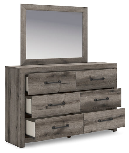 Graystorm Full Panel Bed with Mirrored Dresser, Chest and Nightstand