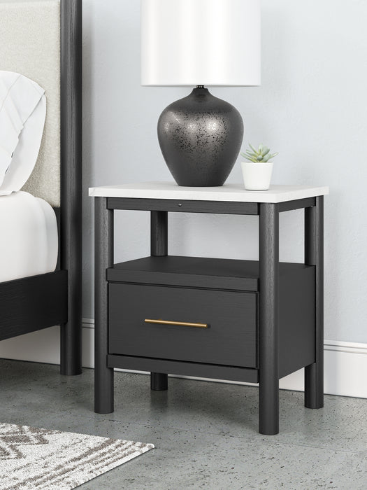 Cadmori Full Upholstered Panel Bed, Dresser, Mirror and Nightstand