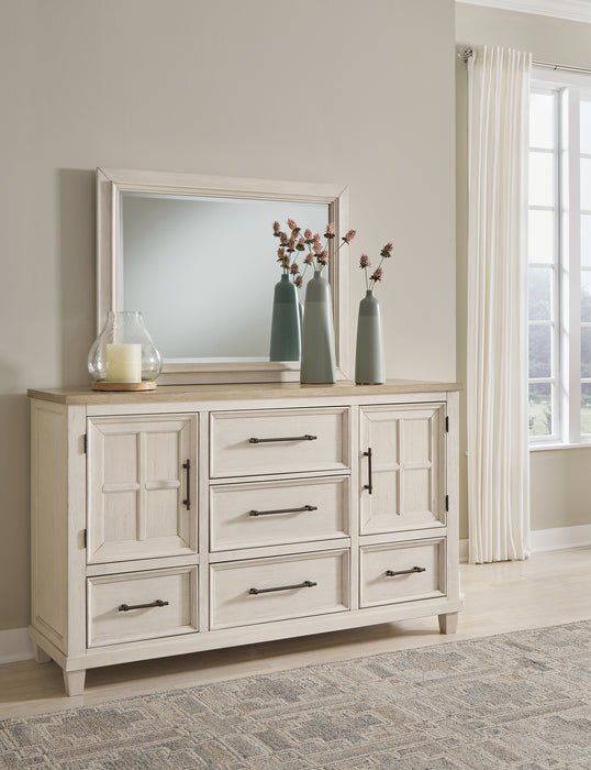Shaybrock California King Panel Bed with Mirrored Dresser and Chest