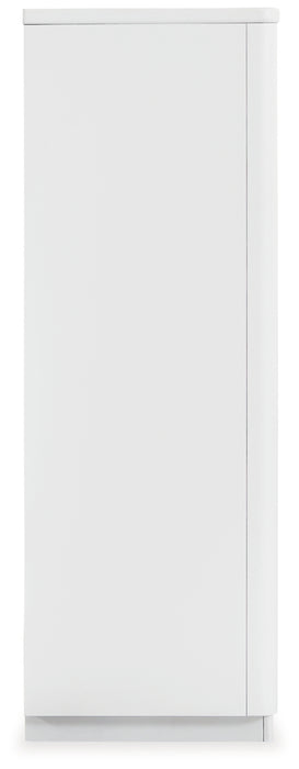 Chalanna California King Upholstered Storage Bed with Mirrored Dresser and Chest