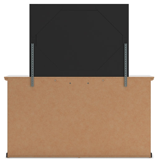 Full Panel Bed with Mirrored Dresser