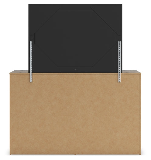 Graystorm Full Panel Bed with Storage with Mirrored Dresser and Chest