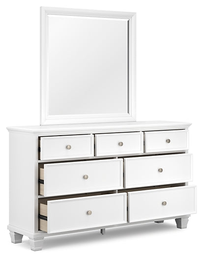 Fortman King Panel Storage Bed with Mirrored Dresser