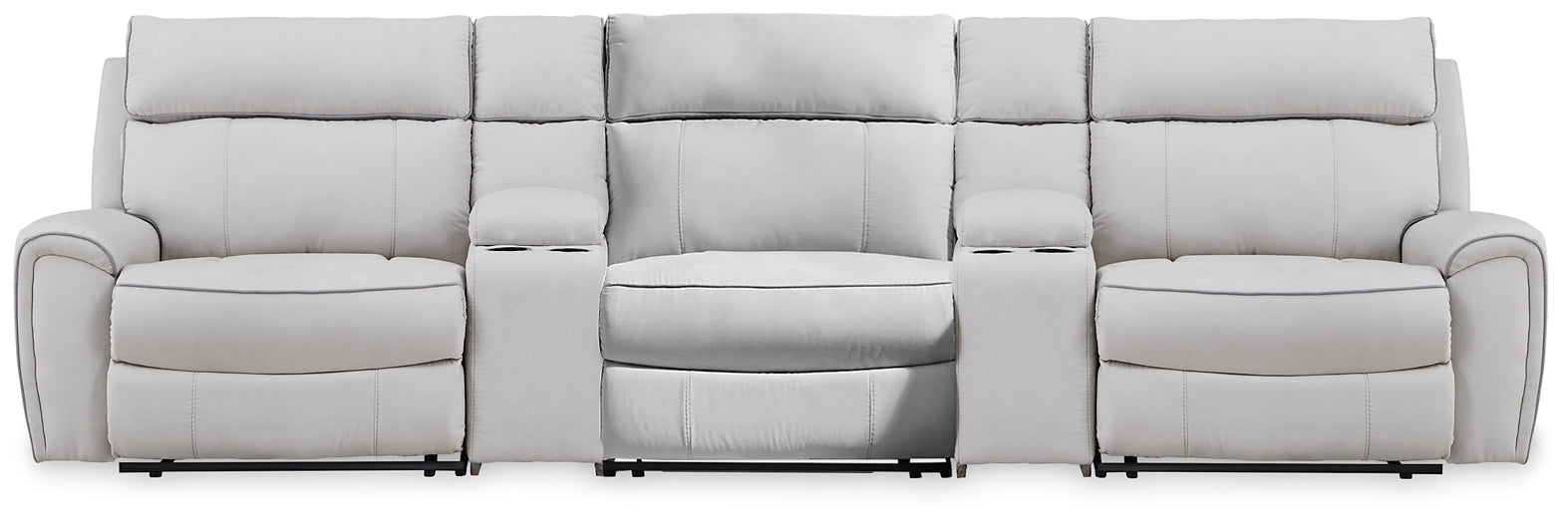 Social Pointe 5-Piece Reclining Sectional with Storage Consoles
