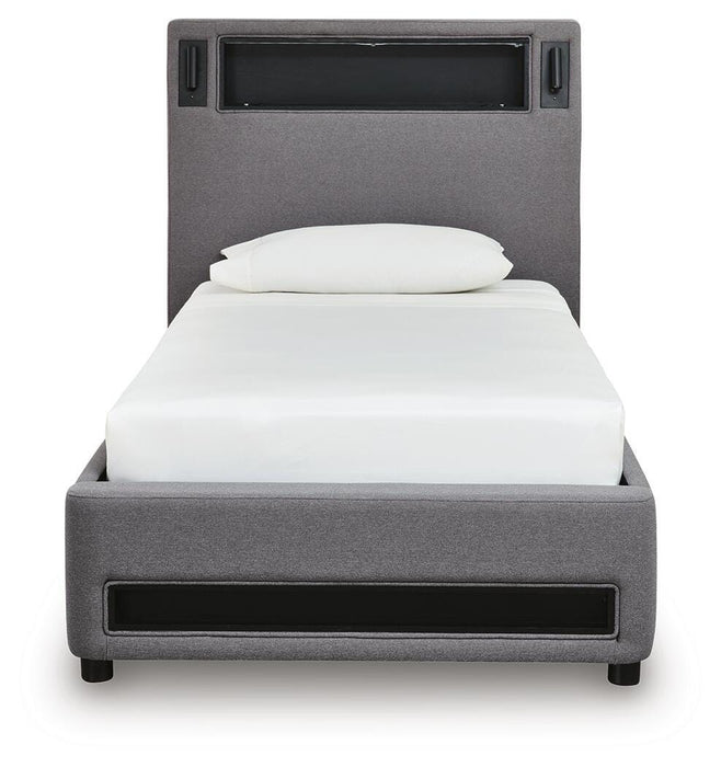 Verishaw Twin Upholstered Bed with Wireless Audio