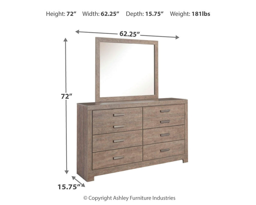 Culverbach Full Panel Bed with Mirrored Dresser