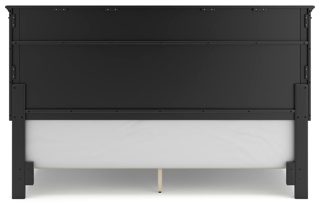Lanolee California King Panel Bed with Mirrored Dresser and Nightstand