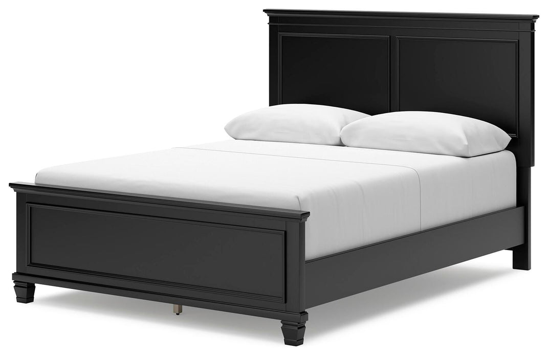 Lanolee Queen Panel Bed with Mirrored Dresser, Chest and Nightstand
