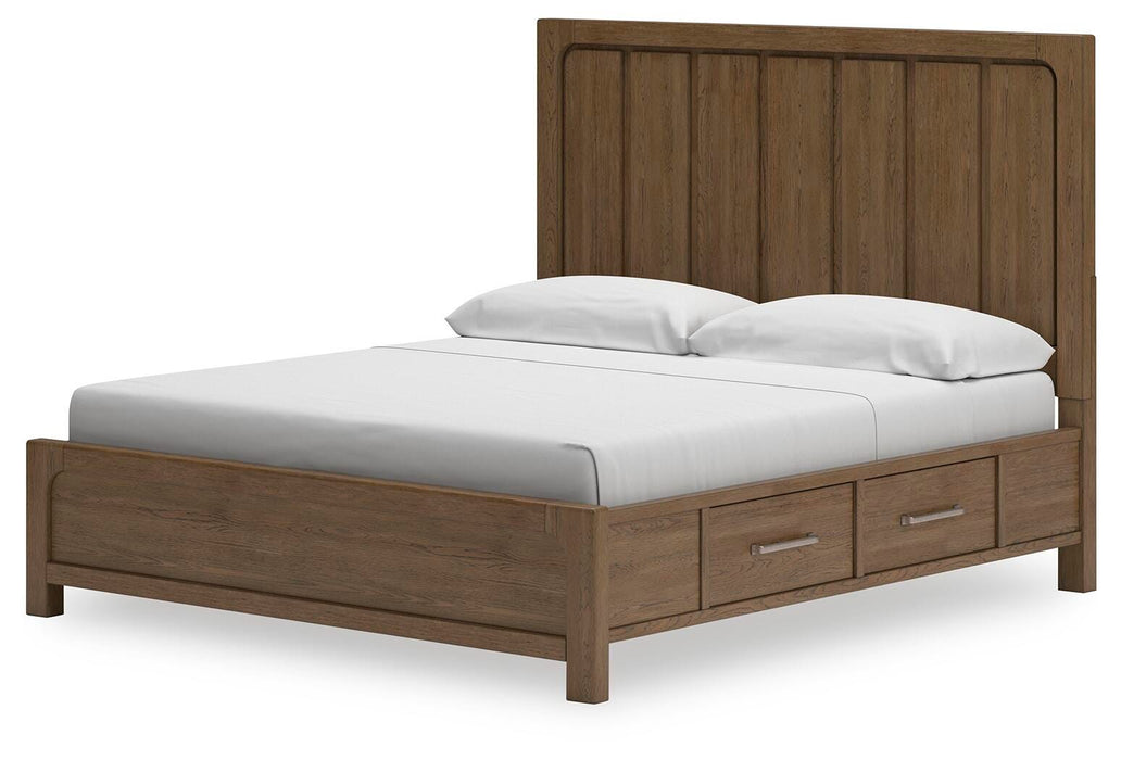 Cabalynn King Panel Bed with Storage with Mirrored Dresser