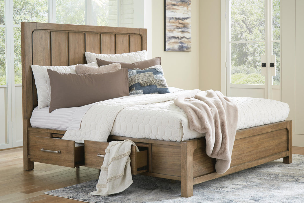 Cabalynn King Panel Bed with Storage with Mirrored Dresser