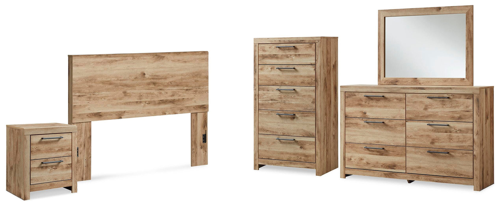 Hyanna Queen Panel Headboard, Dresser, Mirror, Chest and Nightstand