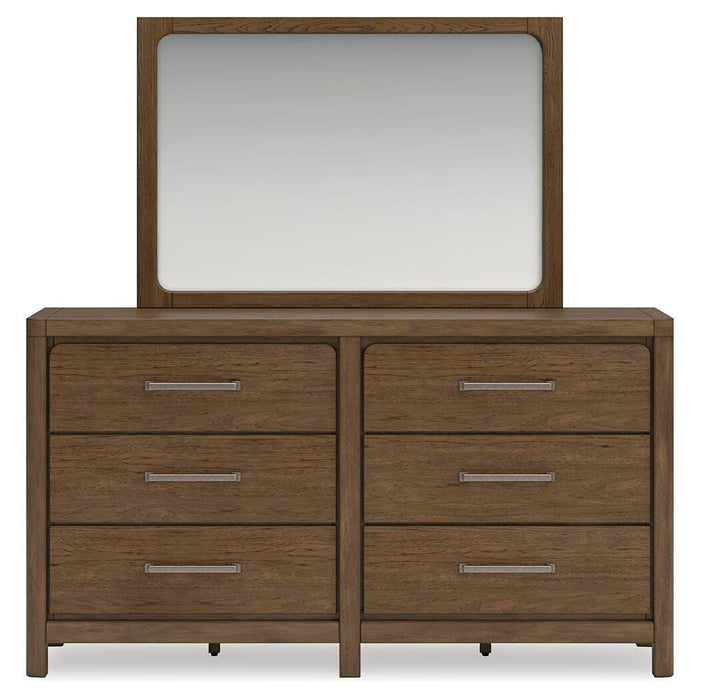 Cabalynn Queen Upholstered Bed with Mirrored Dresser