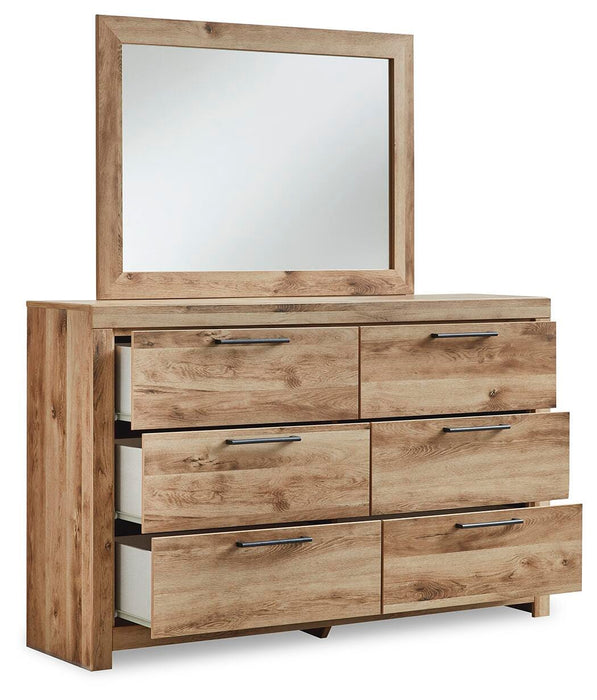 Hyanna Queen Panel Storage Bed with 2 Under Bed Storage Drawer, Dresser and Mirror