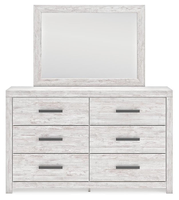 Cayboni Full Panel Bed with Mirrored Dresser and Nightstand