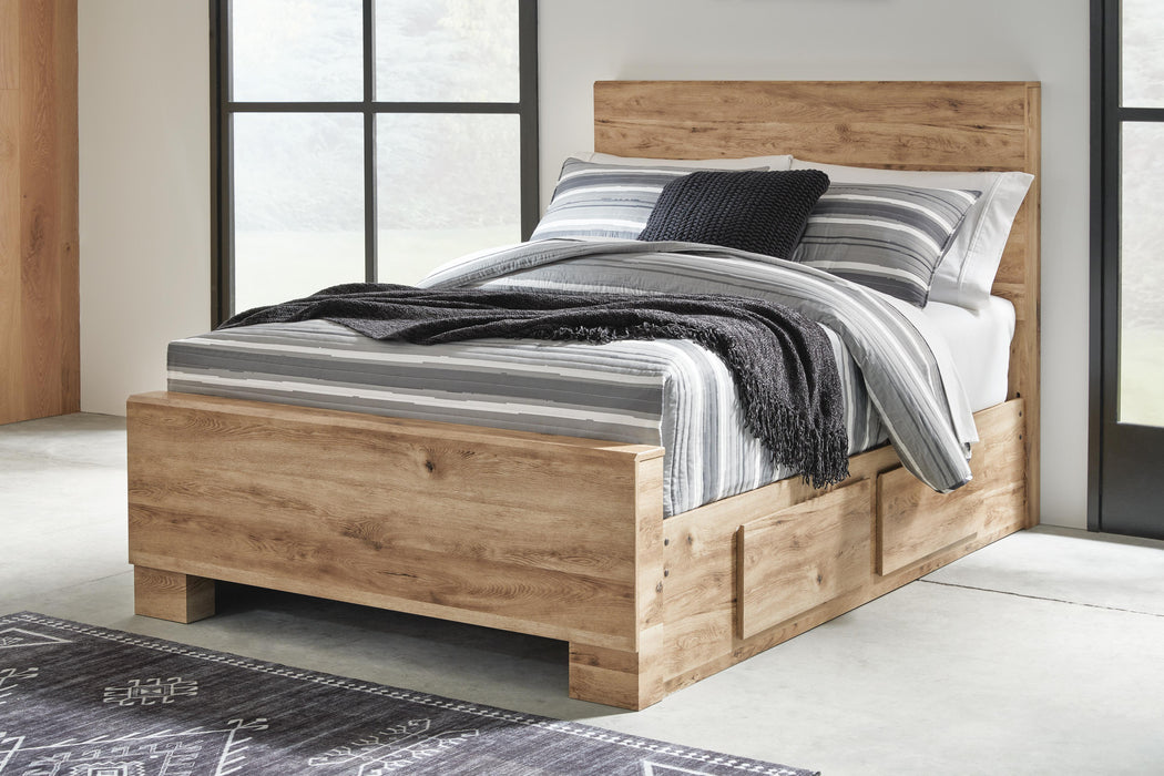 Hyanna Full Panel Bed with 1 Side Storage, Dresser, Mirror and Nightstand