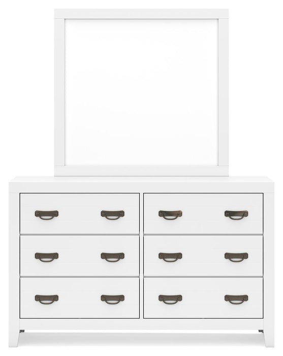 Binterglen King Panel Bed with Mirrored Dresser and Nightstand