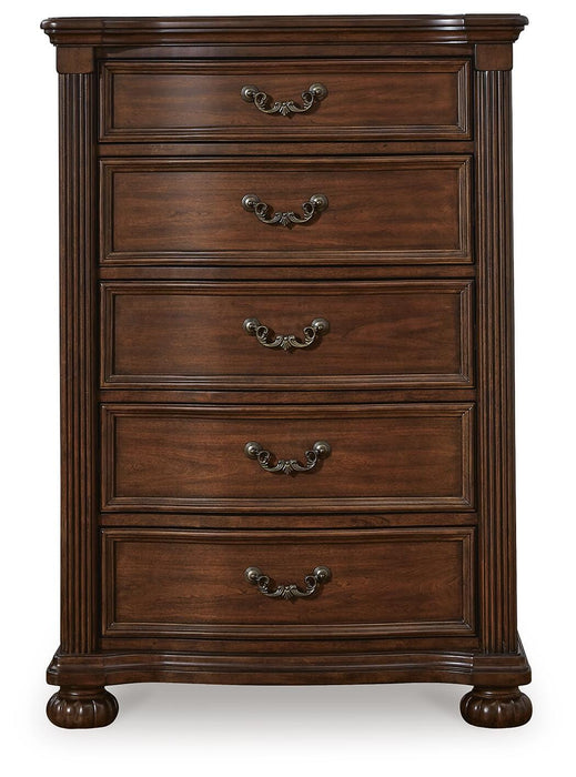 Lavinton California King Poster Bed, Dresser, Mirror, Chest and Nightstand