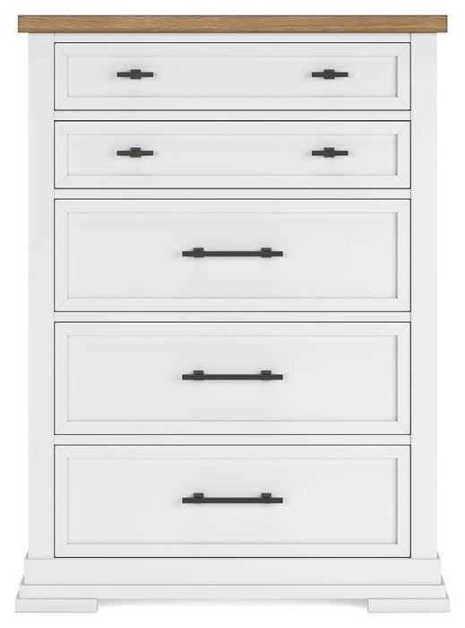 Ashbryn King Panel Storage Bed, Dresser, Mirror, Chest and Nightstand