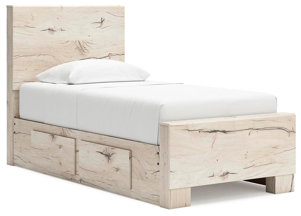 Lawroy Twin Panel Bed with Storage, Dresser and Mirror