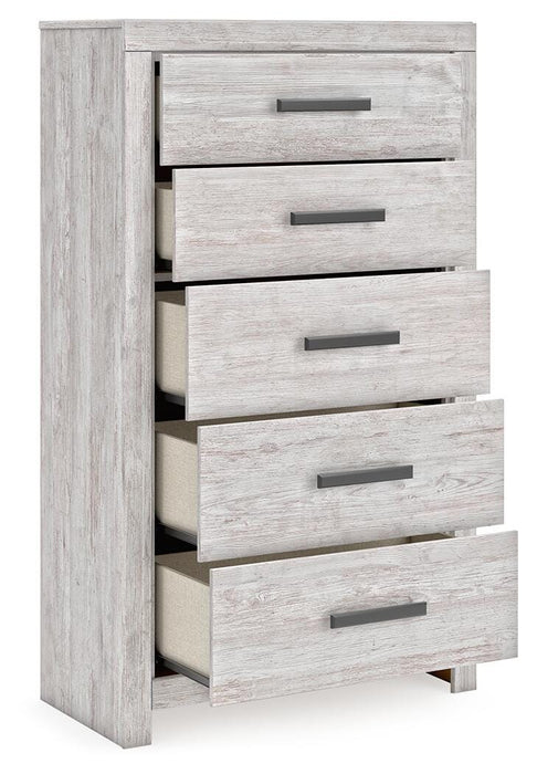 Cayboni King Panel Bed, Dresser, Mirror, Chest and Nightstand