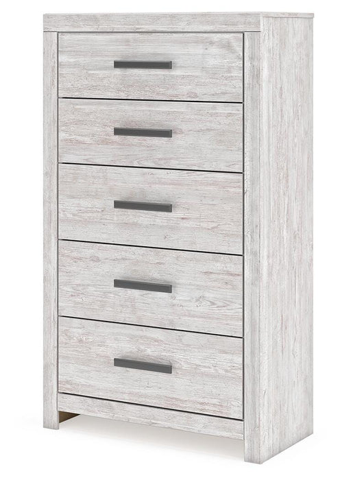 Cayboni King Panel Bed, Dresser, Mirror, Chest and Nightstand
