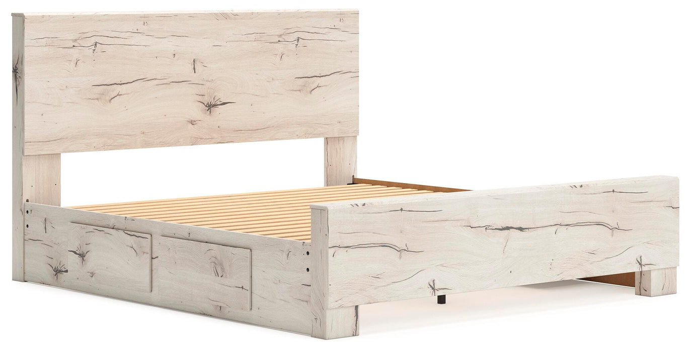 Lawroy King Panel Bed with Storage, Dresser, Mirror and Nightstand