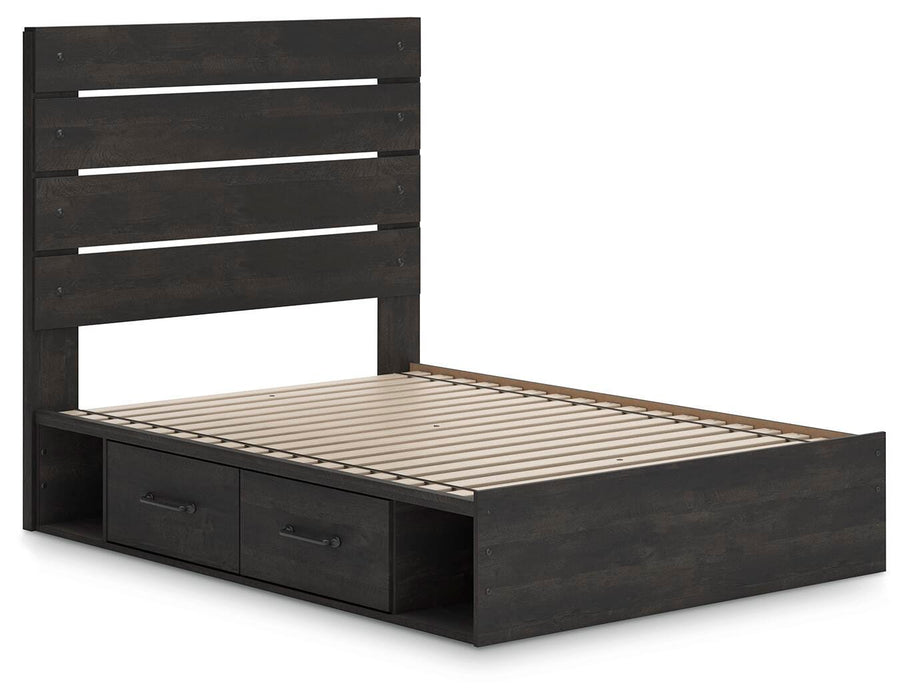 Hollivern Full Panel Bed with Storage, Dresser and Mirror