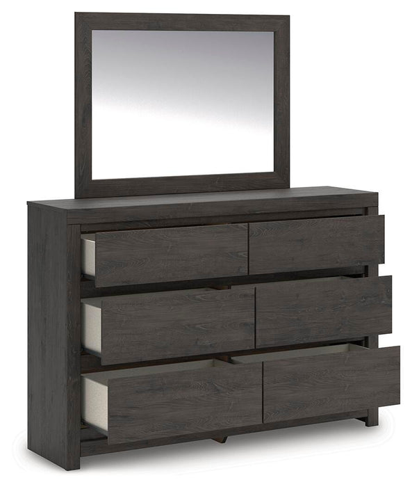 Fraluna King Panel Storage Bed, Dresser, Mirror, Chest and Nightstand