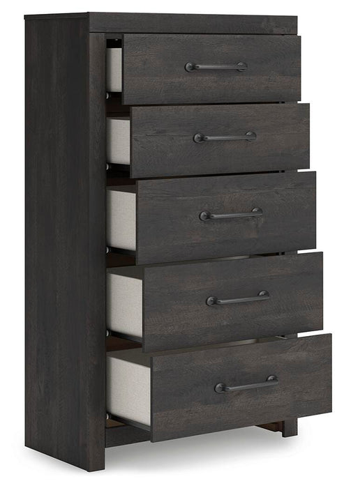 Hollivern Twin Panel Bed, Dresser, Mirror, Chest and Nightstand