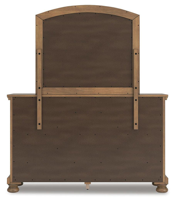 Feddinger Queen Panel Bed with Mirrored Dresser, Chest and Nightstand