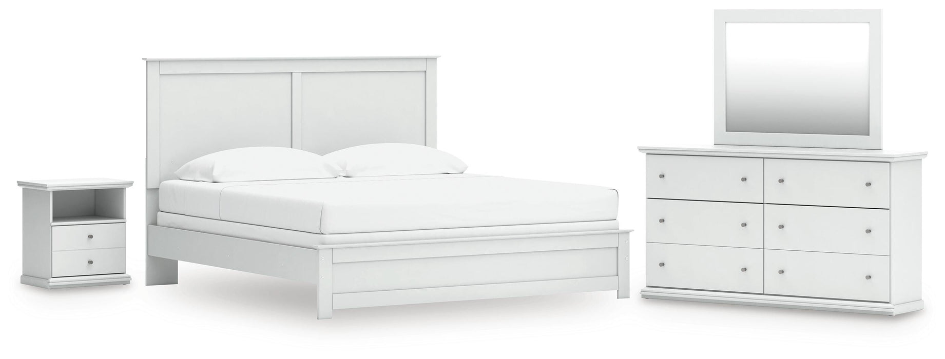 Bostwick Shoals King Panel Bed, Dresser, Mirror and Nightstand