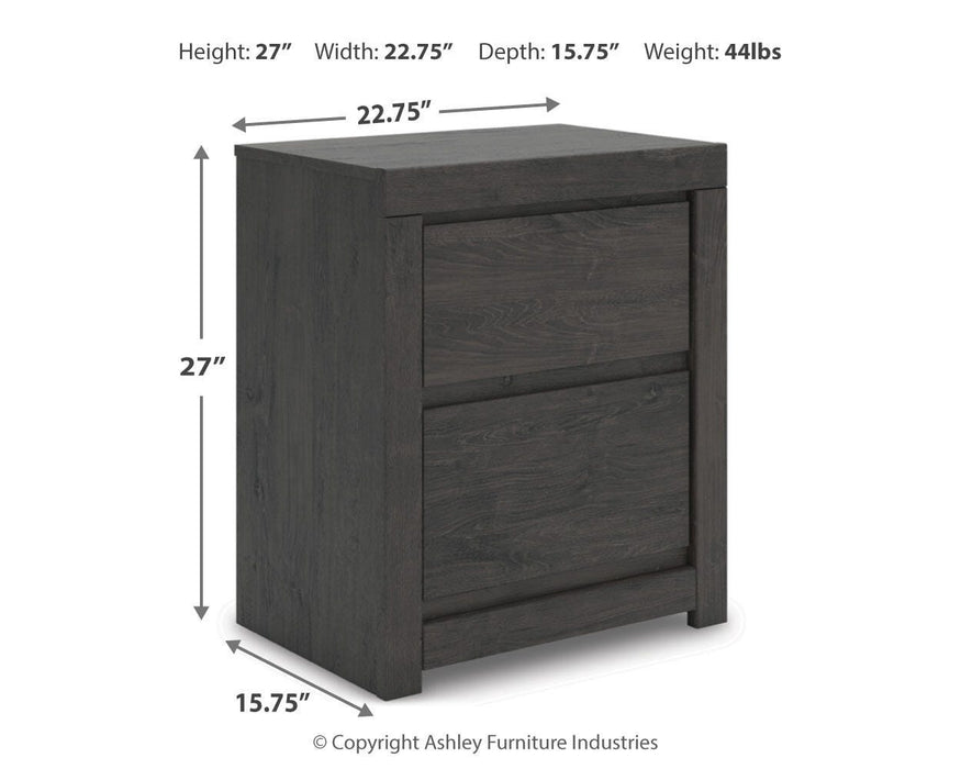 Fraluna King Panel Storage Bed, Dresser, Mirror and Nightstand