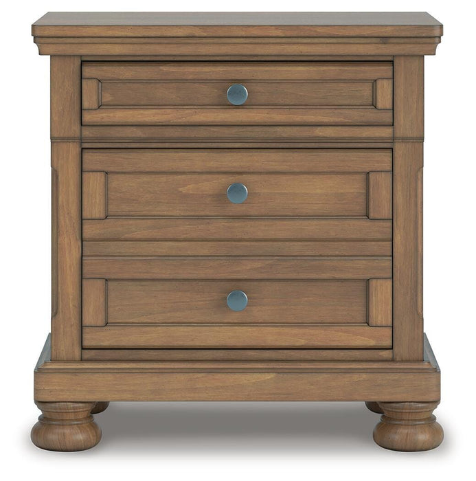 Feddinger California King Storage Sleigh Bed with Mirrored Dresser, Chest and Nightstand