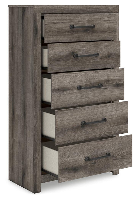 Graystorm Twin Panel Bed with Storage, Dresser, Mirror, Chest and Nightstand