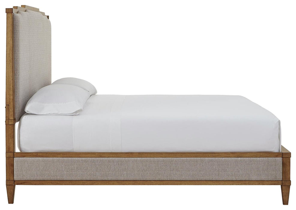 Sharlance King Upholstered Panel Bed, Dresser and Mirror