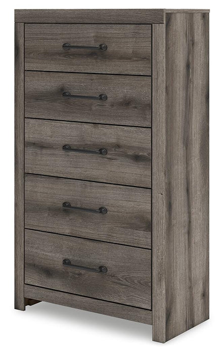 Graystorm Queen Panel Bed, Dresser, Mirror, Chest and Nightstand