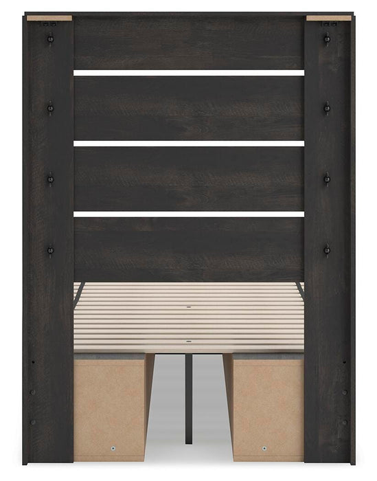 Hollivern Twin Panel Bed with Storage, Dresser, Mirror and Nightstand