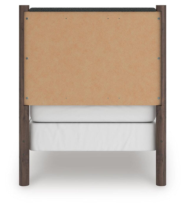 Pamytta Twin Upholstered Panel Bed, Dresser and Mirror