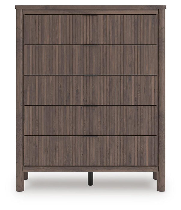 Pamytta Queen Upholstered Panel Bed, Dresser, Mirror, Chest and Nightstand