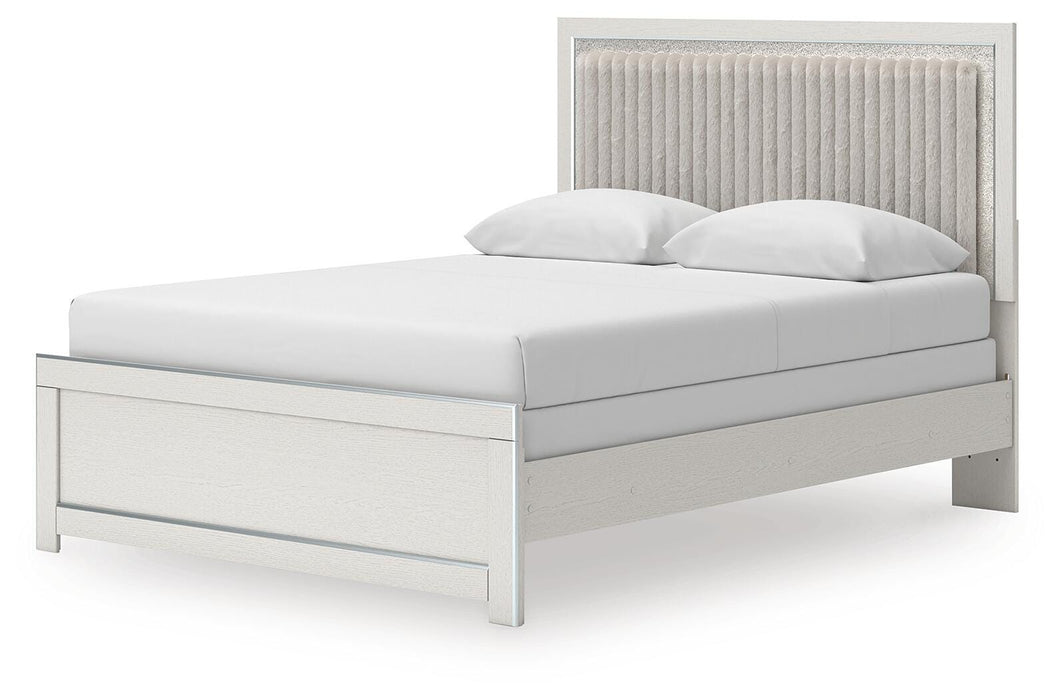 Zuraleus Queen Upholstered Panel Bed, Dresser, Mirror, Chest and Nightstand