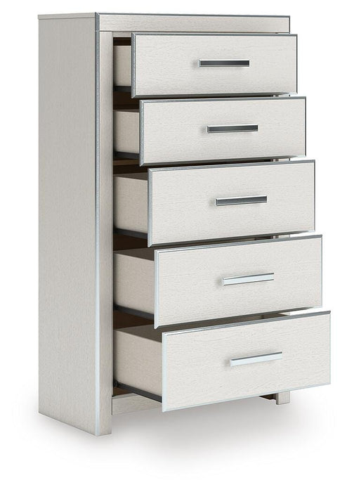 Zuraleus Queen Upholstered Panel Platform Storage Bed, Dresser, Mirror, Chest and Nightstand