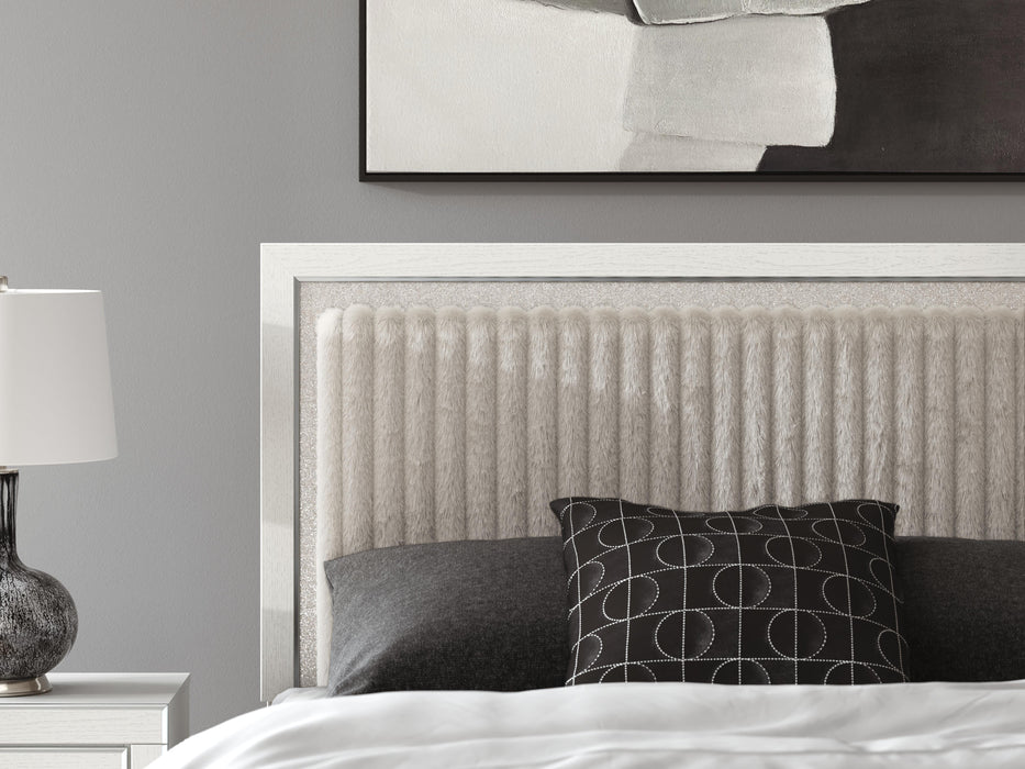 Zuraleus Queen Upholstered Panel Platform Storage Bed, Dresser, Mirror, Chest and Nightstand