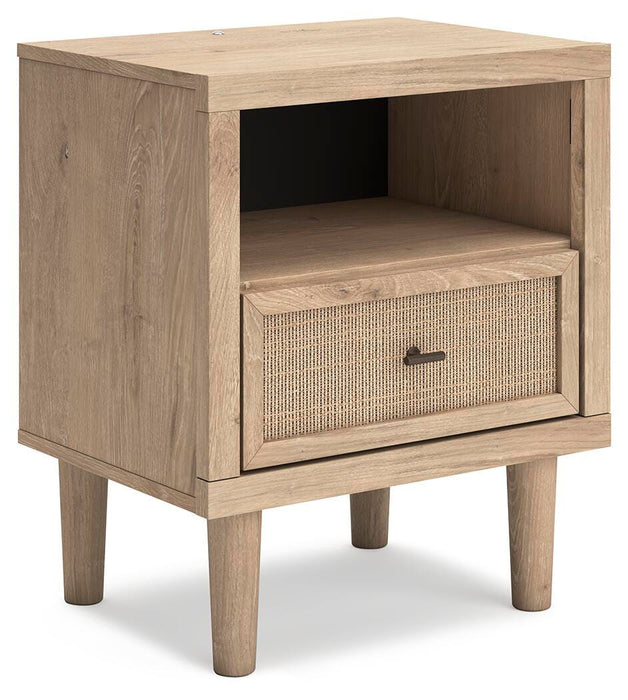 Cielden King Upholstered Bed with Roll Slats, Dresser, Mirror, Chest and Nightstand