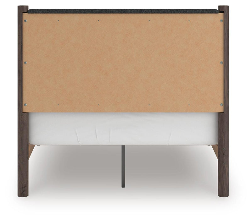 Pamytta Full Upholstered Panel Platform Bed, Dresser, Mirror, Chest and Nightstand