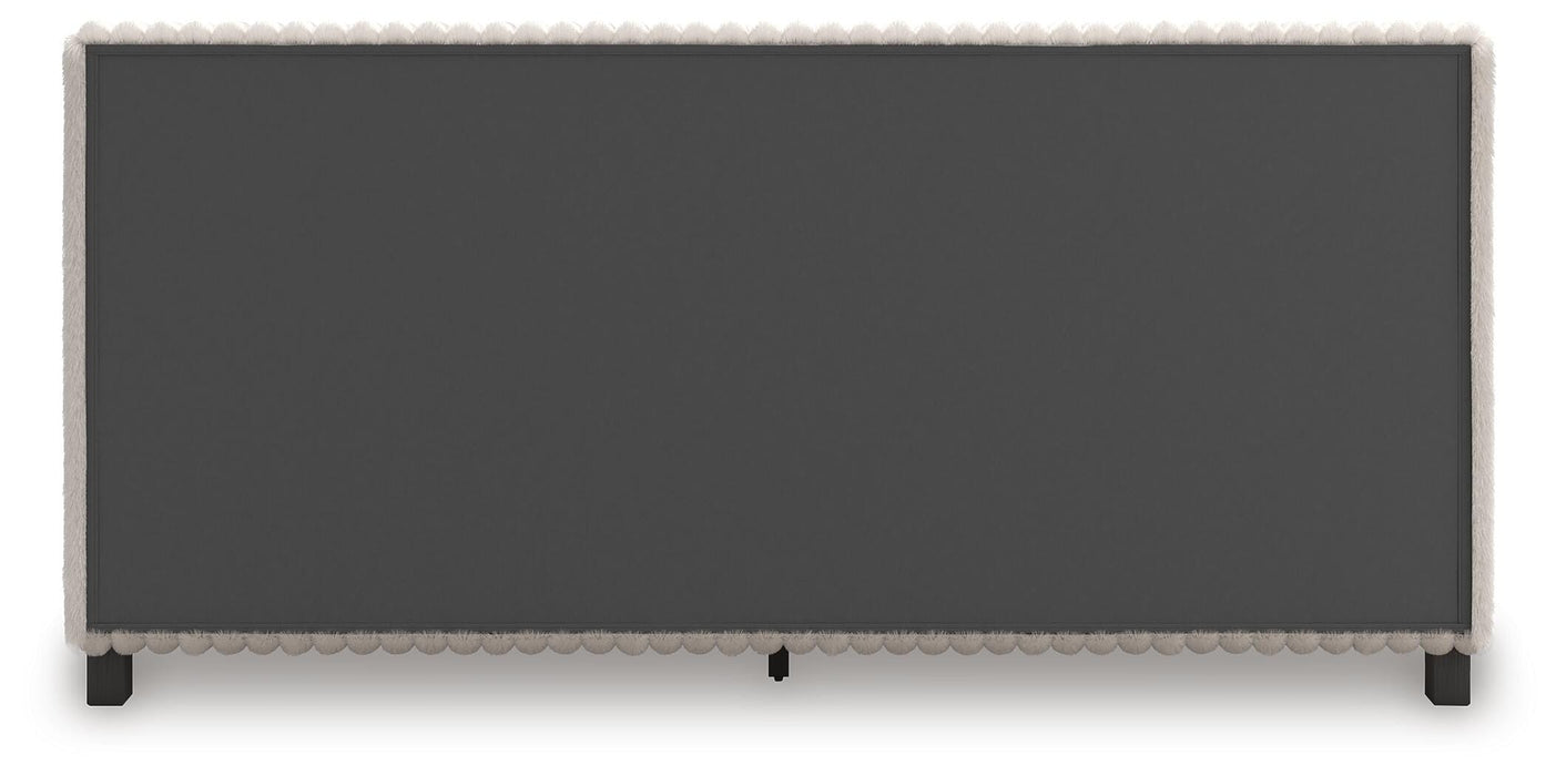Zuraleus California King Upholstered Bed, Dresser, Mirror and Nightstand